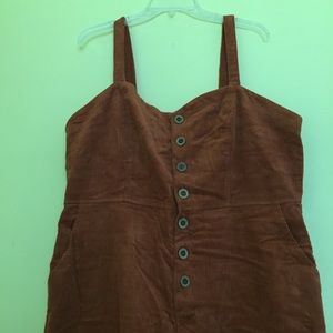 Plus Size Corduroy Button Up Jumpsuit